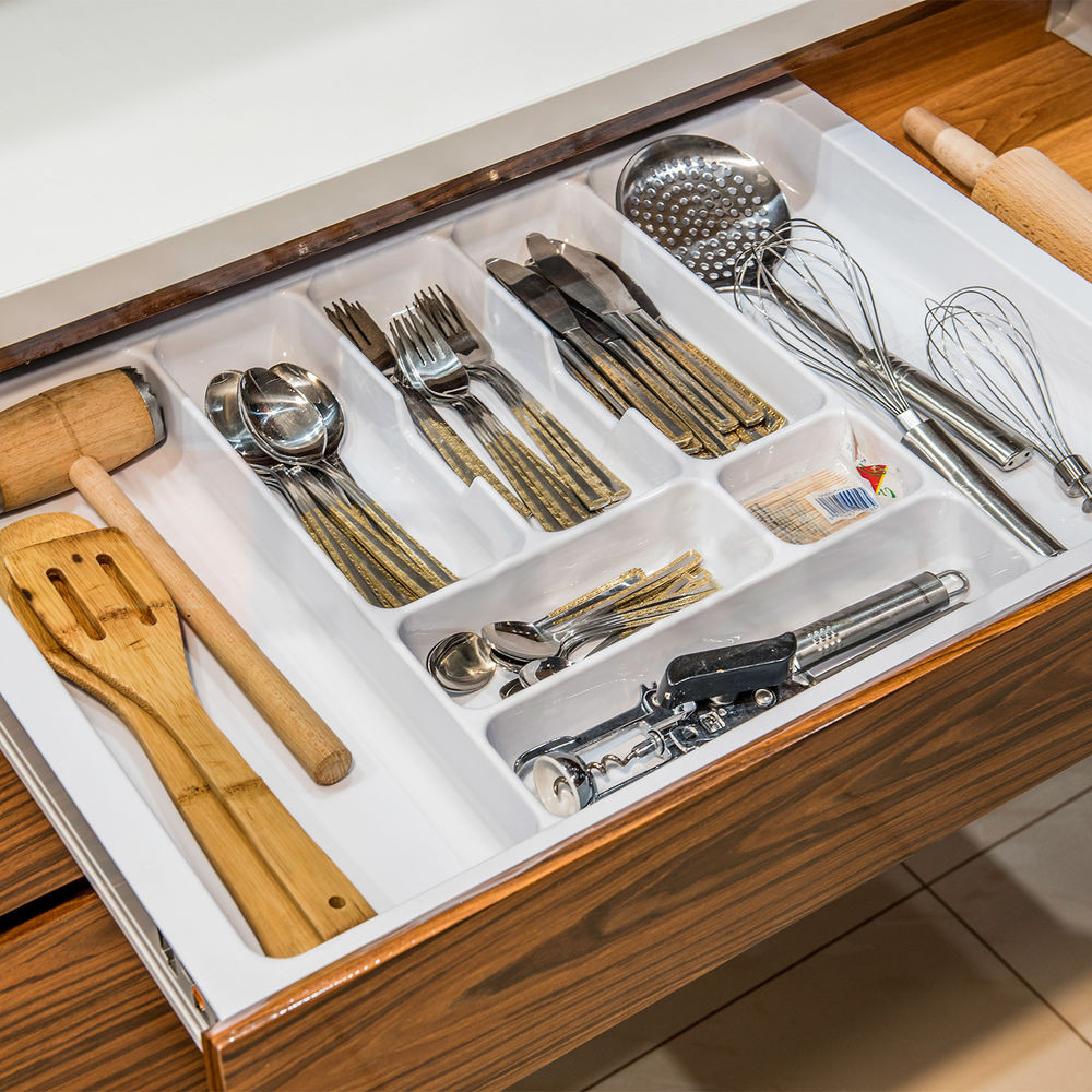 Kitchen Drawer Knife Organizer
 White Cutlery Tray Box Insert Cabinet W 30 90cm Kitchen