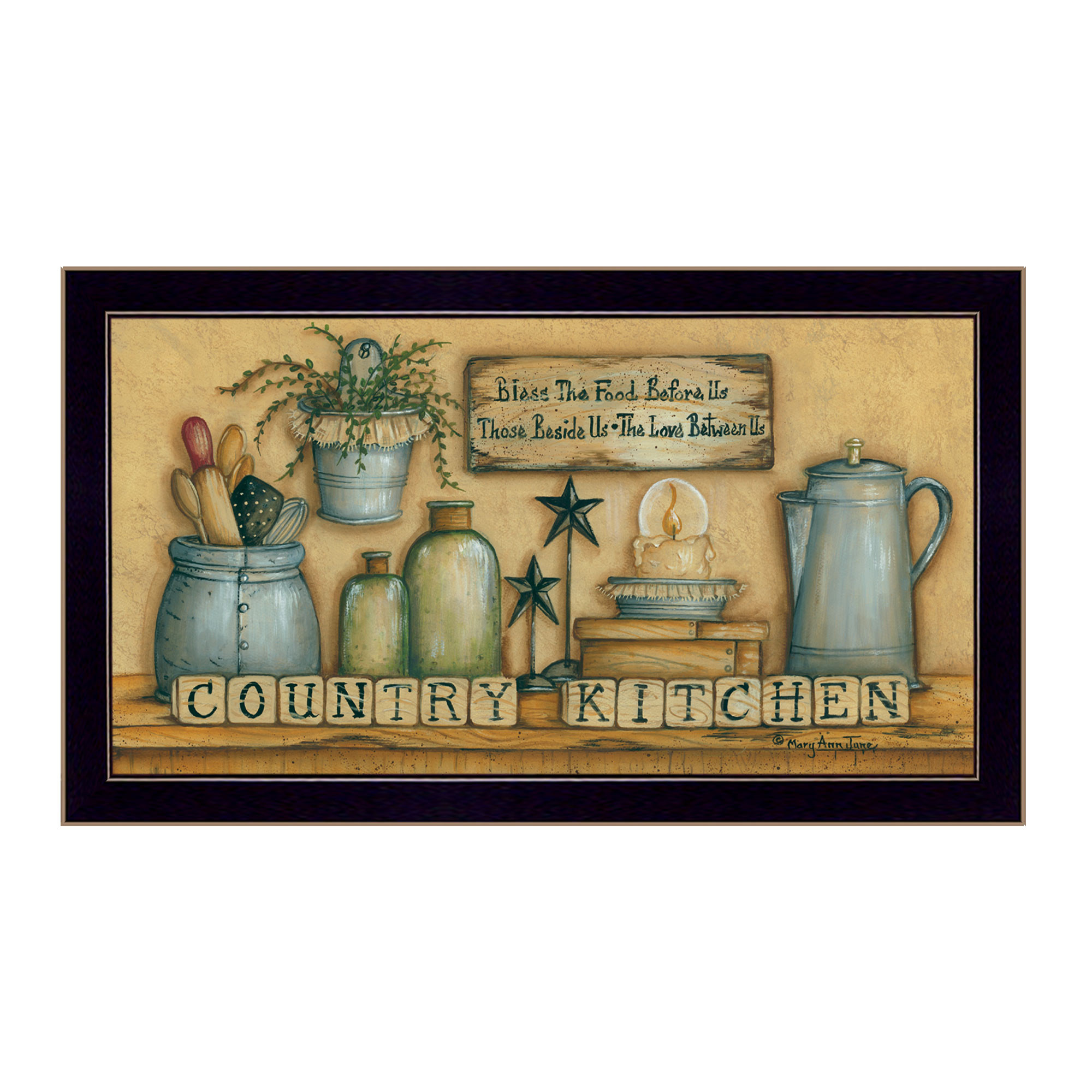Kitchen Framed Wall Art
 "Country Kitchen" by Mary June Printed Framed Wall Art