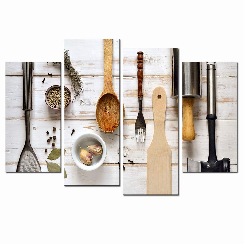 Kitchen Framed Wall Art
 Fork and Spoon Utensils Canvas Prints Wall Art Kitchen