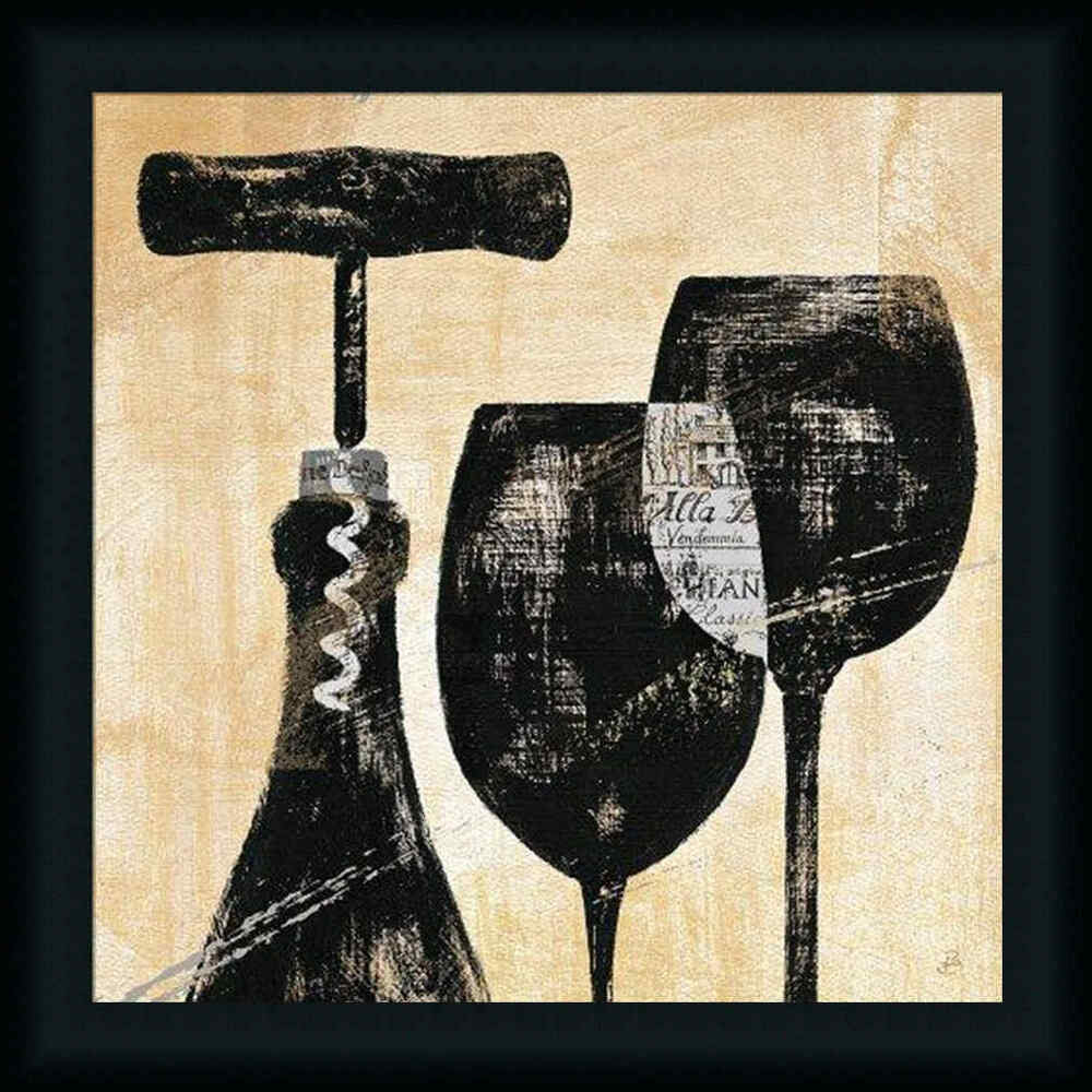 Kitchen Framed Wall Art
 Wine Selection II Black White Contemporary Kitchen Framed