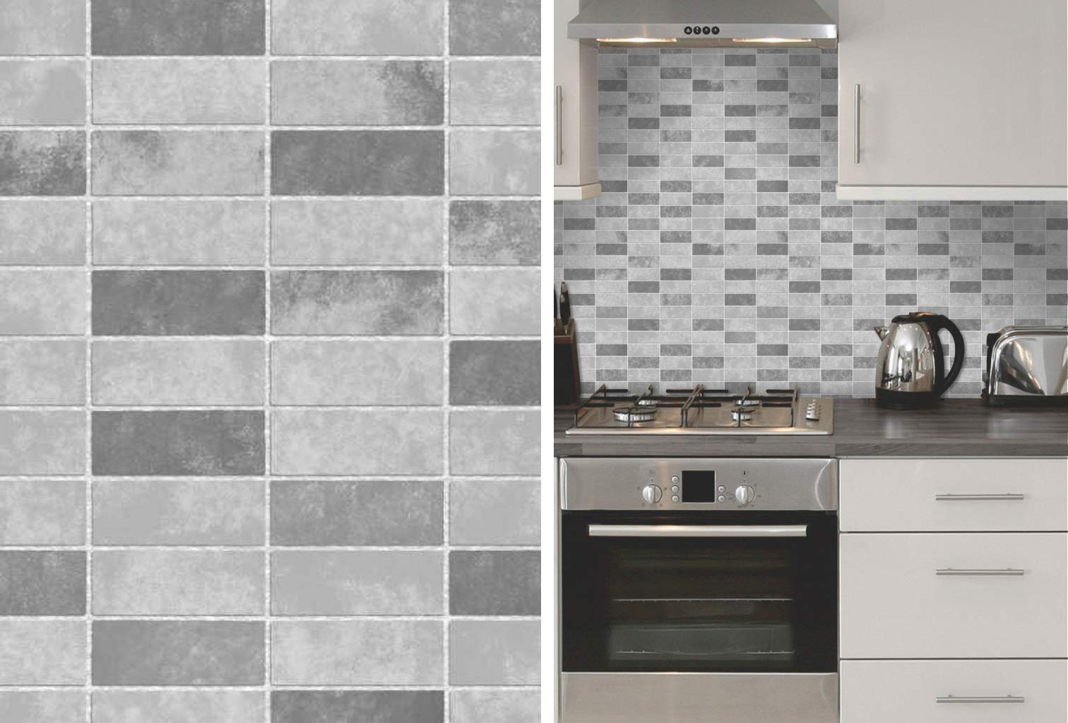 Kitchen Tile Wallpaper
 Grey Stone Tile Effect Expanded Vinyl Kitchen Bathroom