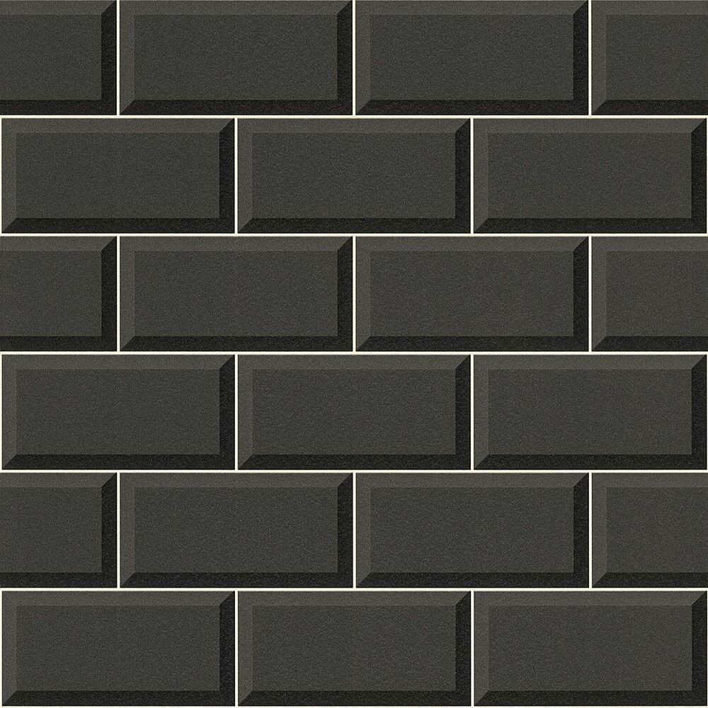 Kitchen Tile Wallpaper
 Black Tile Wallpaper 3D Effect Bathroom Kitchen Washable