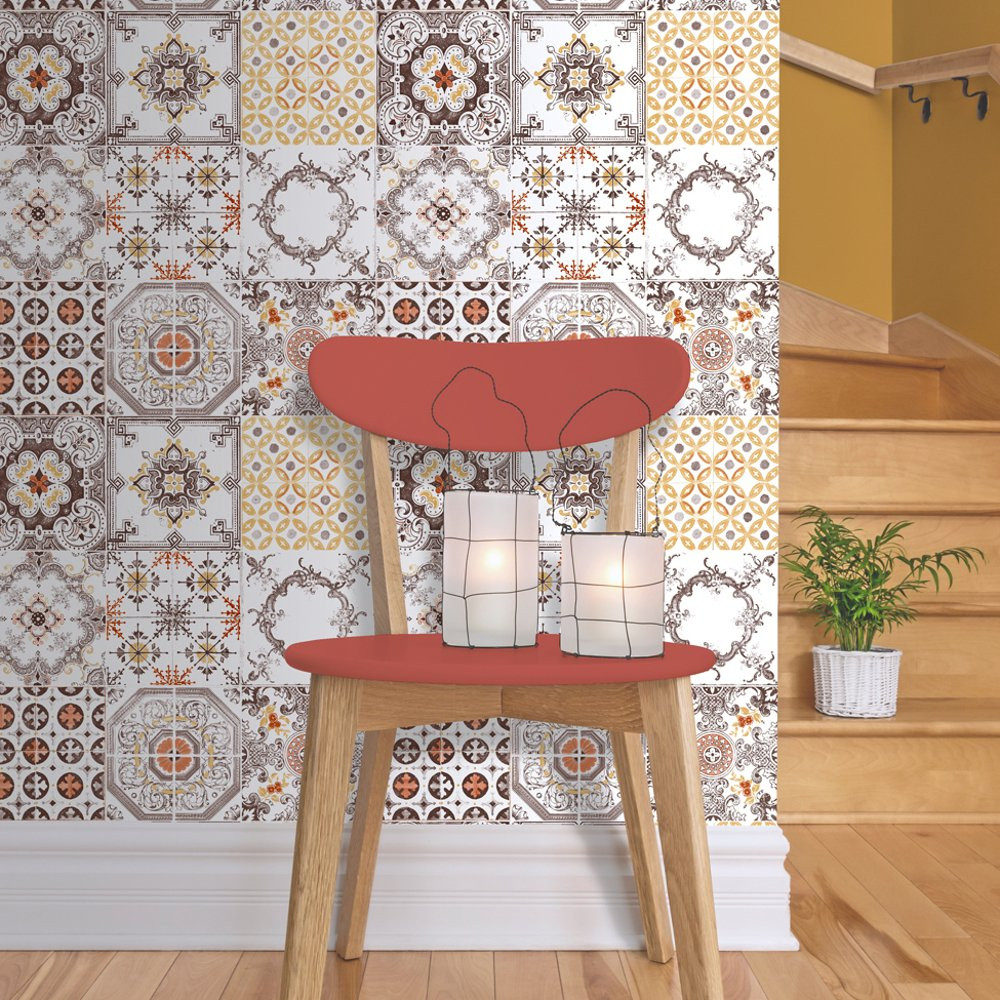 Kitchen Tile Wallpaper
 Muriva Tile Pattern Motif Kitchen Bathroom Vinyl Wallpaper