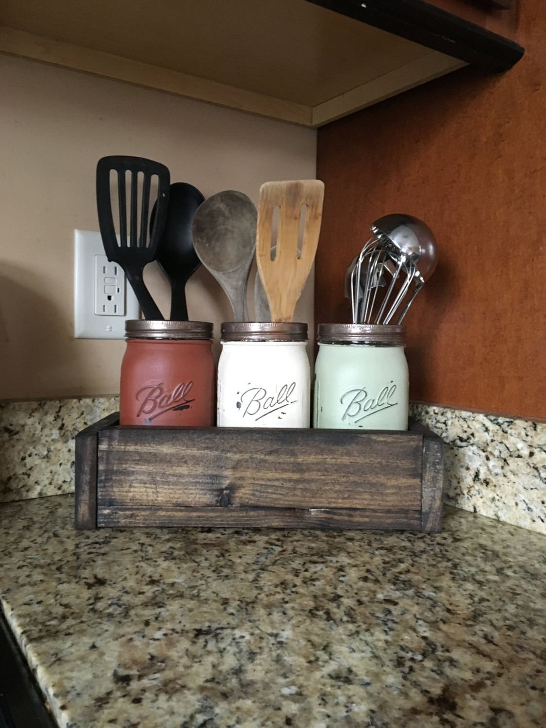 Kitchen Utensil Storage
 Mason jar utensil holder kitchen utensil storage utensil