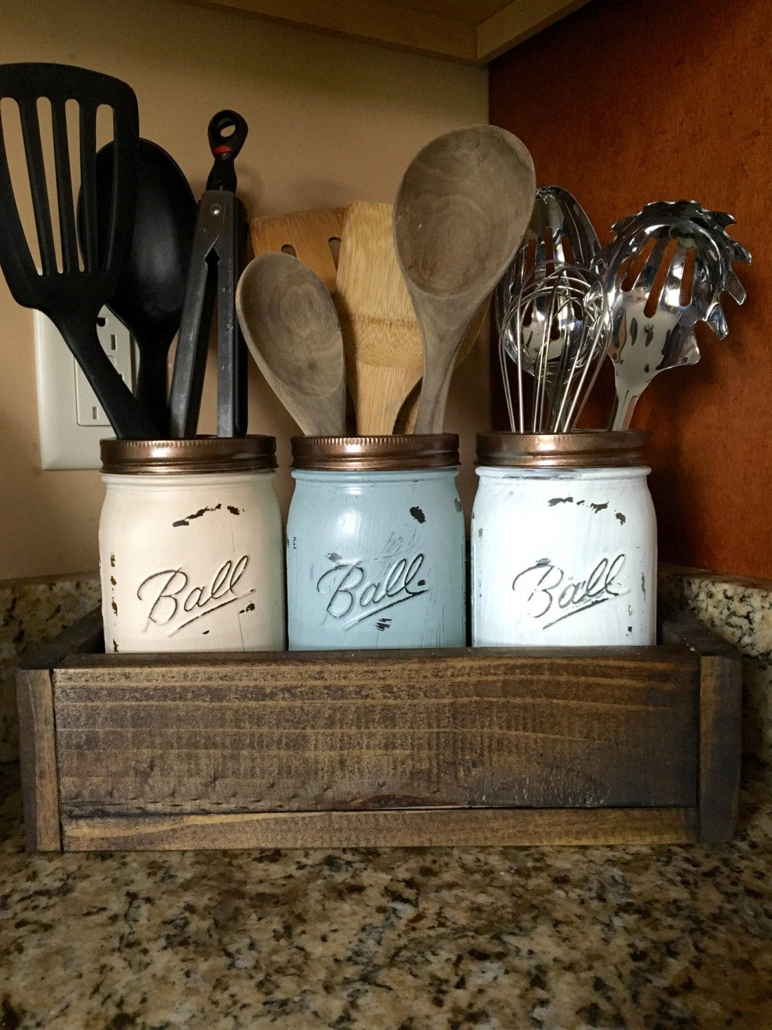 Kitchen Utensils Storage
 Mason jar utensil holder Kitchen Utensil holder kitchen