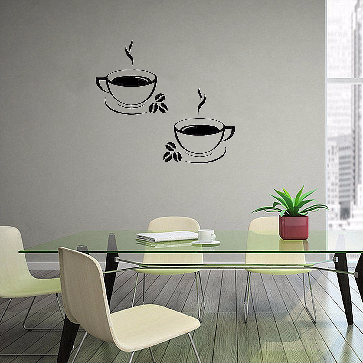 Kitchen Vinyl Wall Art
 2 Coffee Cups Kitchen Wall Stickers wall decoration Art