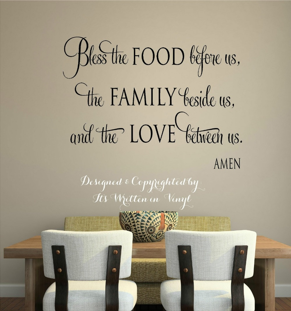 Kitchen Vinyl Wall Art
 " Bless The Food " Vinyl Lettering Wall Decal Words Home
