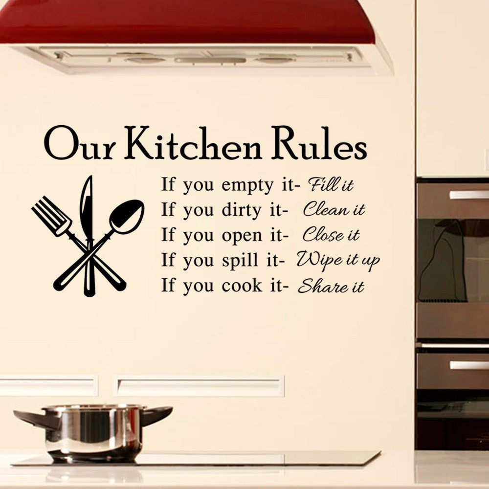 Kitchen Wall Decal Quotes
 1PCS Kitchen Rules Vinyl Wall Stickers for Kids Room