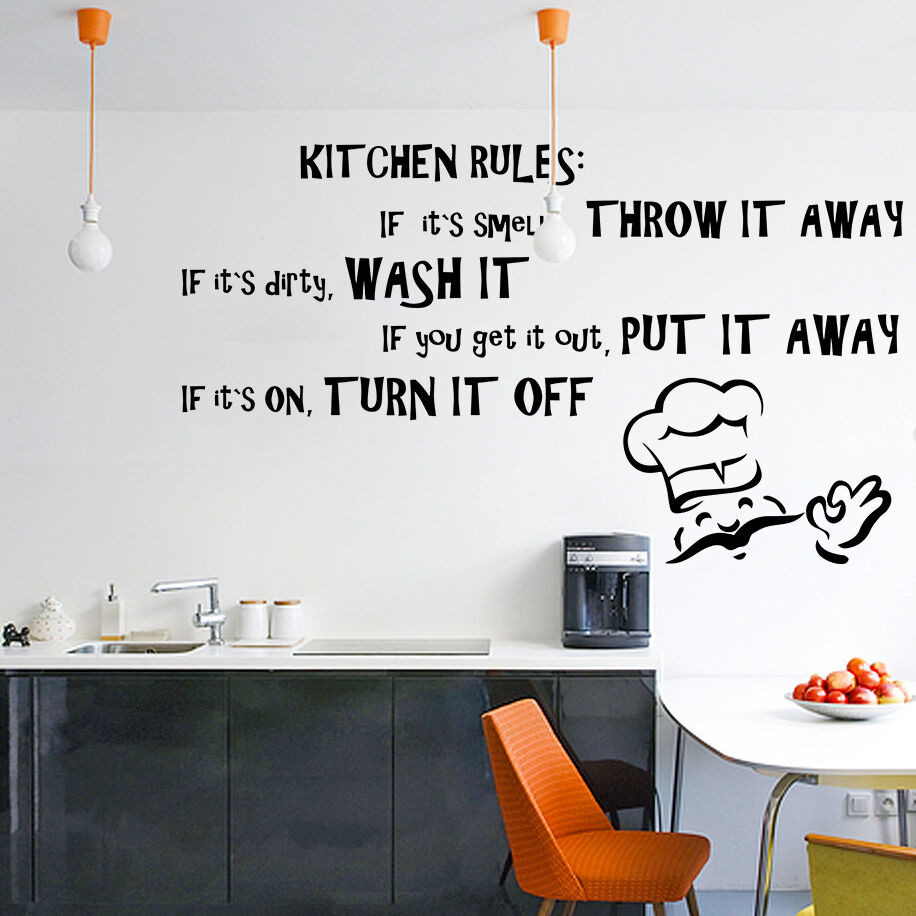 Kitchen Wall Decal Quotes
 Vinyl Wall Decal Quote Kitchen Rules Dining Room Text