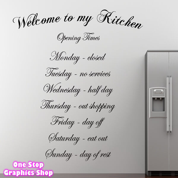Kitchen Wall Decal Quotes
 WEL E TO MY KITCHEN WALL ART QUOTE STICKER KITCHEN