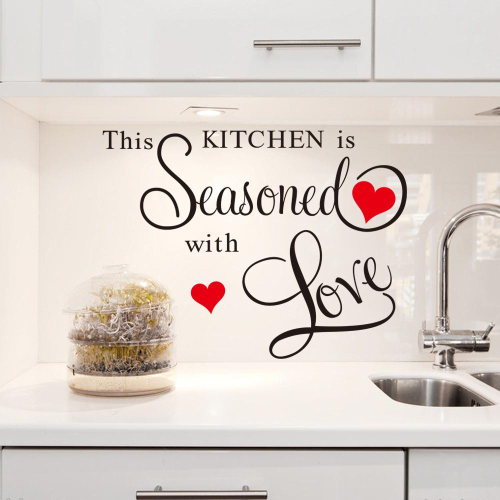 Kitchen Wall Decal Quotes
 Red Heart Quote Wall Stickers Kitchen Decor Home