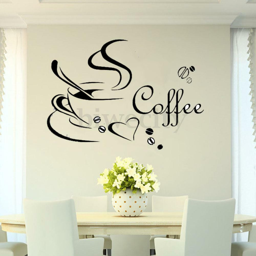Kitchen Wall Decals Removable
 Coffee Cup DIY Removable Art Vinyl Wall Sticker Decal