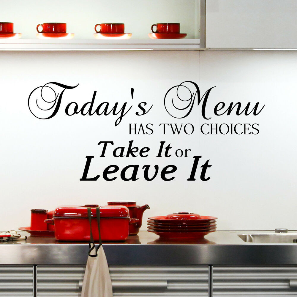 Kitchen Wall Decals Removable Awesome todays Menu Kitchen Wall Sticker Quote