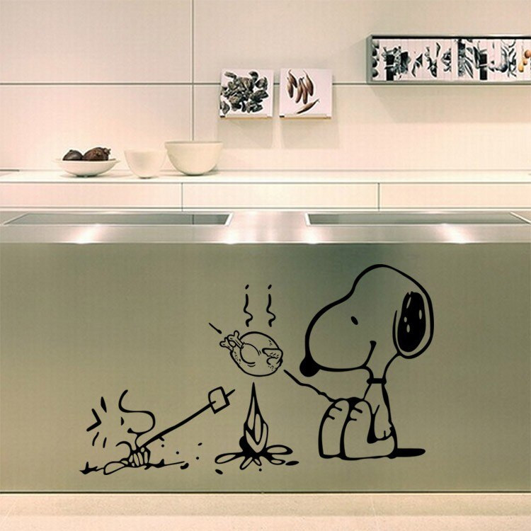 Kitchen Wall Decals Removable
 X015 Cute Dog at the barbecue Removable Vinyl kitchen