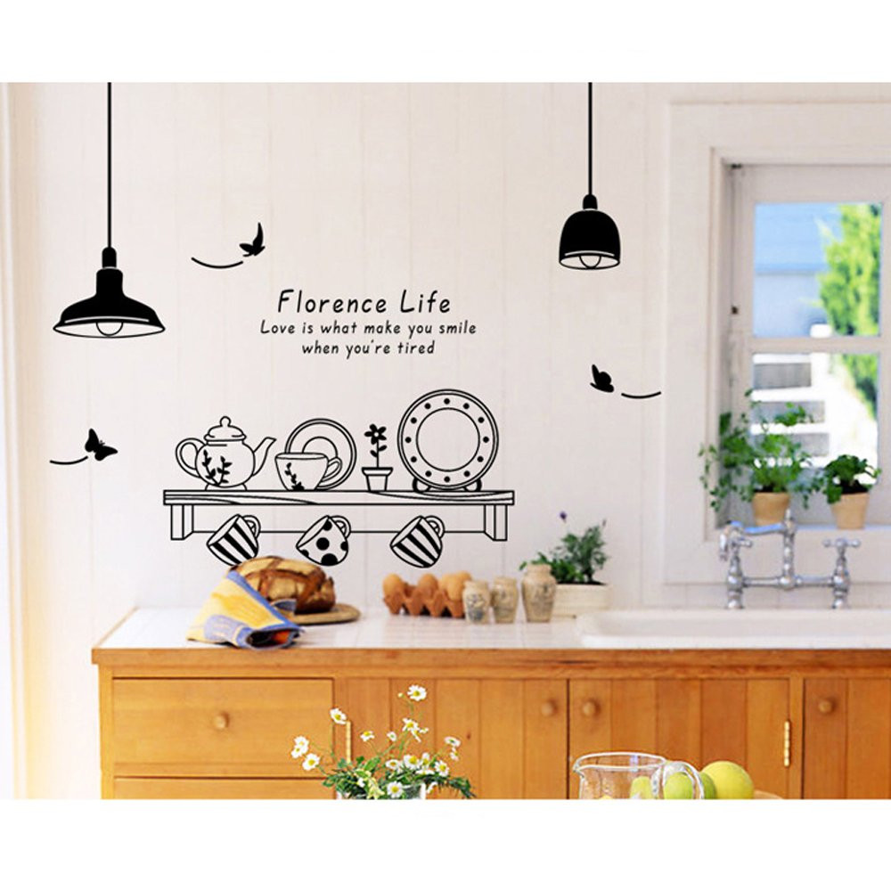 Kitchen Wall Decals Removable
 Kitchen Utensils Butterfly Letter Removable Wall Stickers