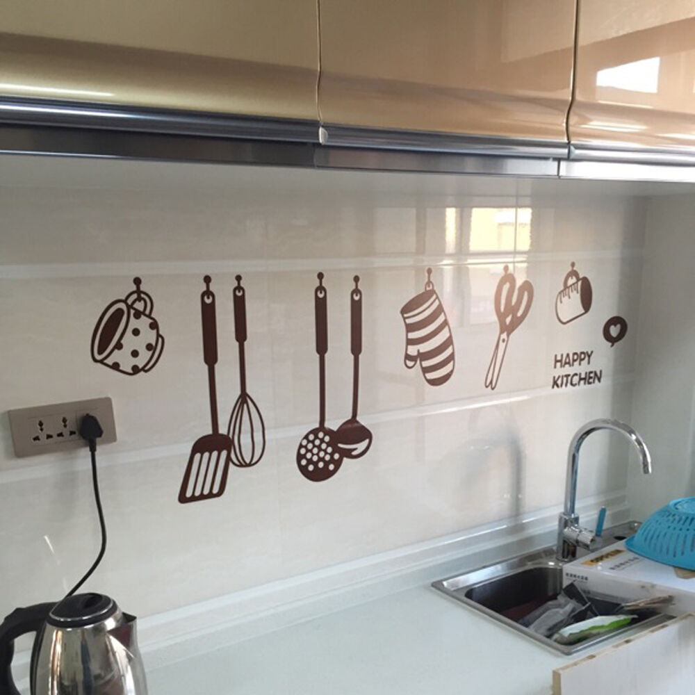 Kitchen Wall Decals Removable
 Removable HAPPY KITCHEN PVC Mural Decal Wall Stickers