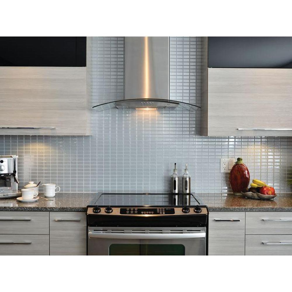 Kitchen Wall Tiles Home Depot
 Smart Tiles Stainless 10 625 in W x 10 00 in H Peel and