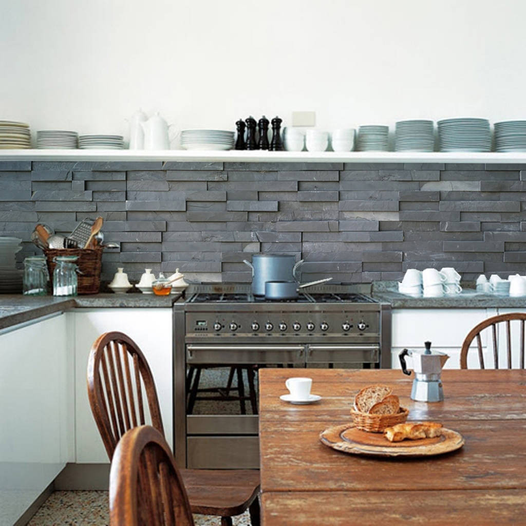 Kitchen Wall Tiles
 slate tiles kitchen walls backsplash wallpaper by lime