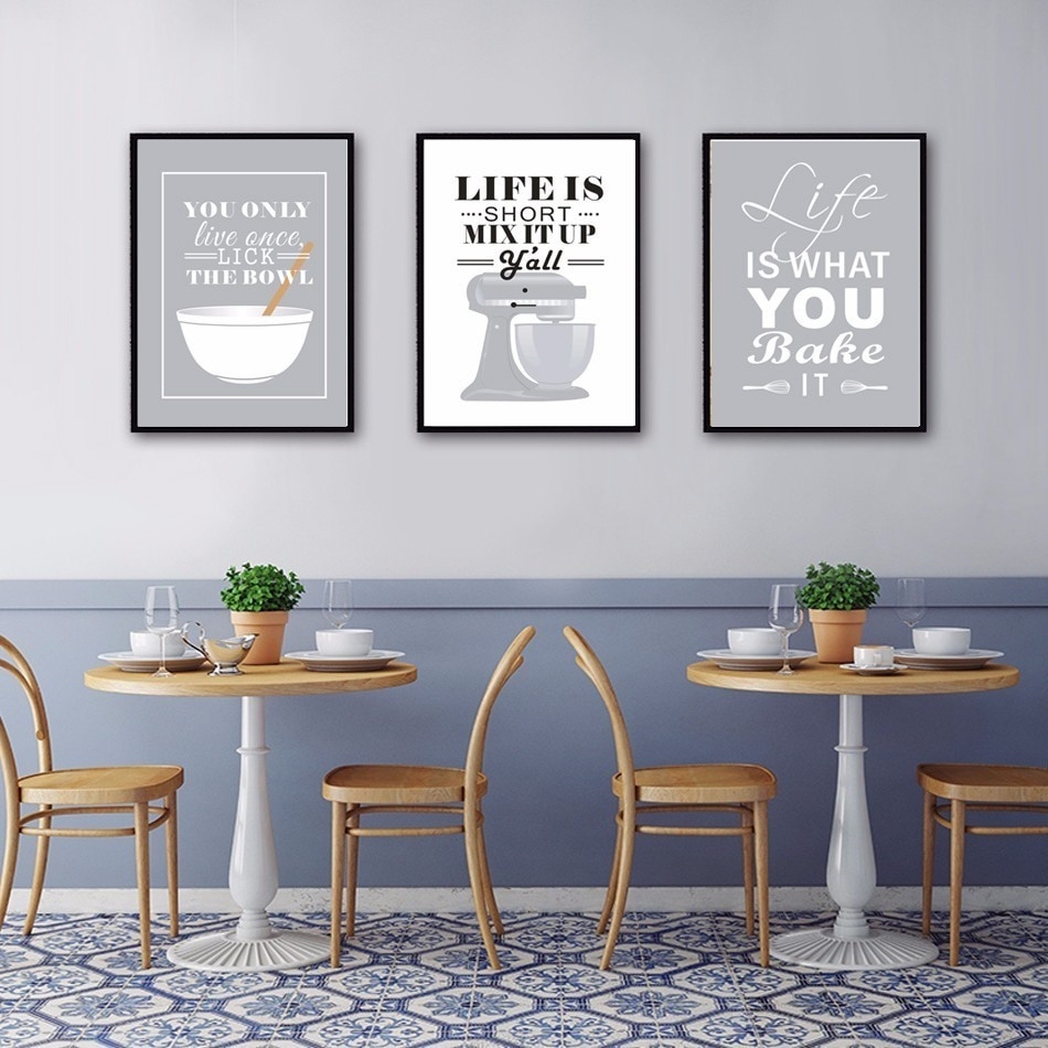 Kitchen Walls Pictures
 New Baking Canvas Painting Life Quote Oil Posters and