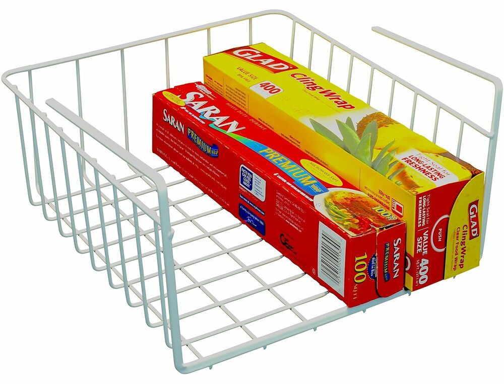 Kitchen Wrap Organizer Rack
 Under Shelf Basket Wrap Holder Rack Kitchen Cabinet Pantry