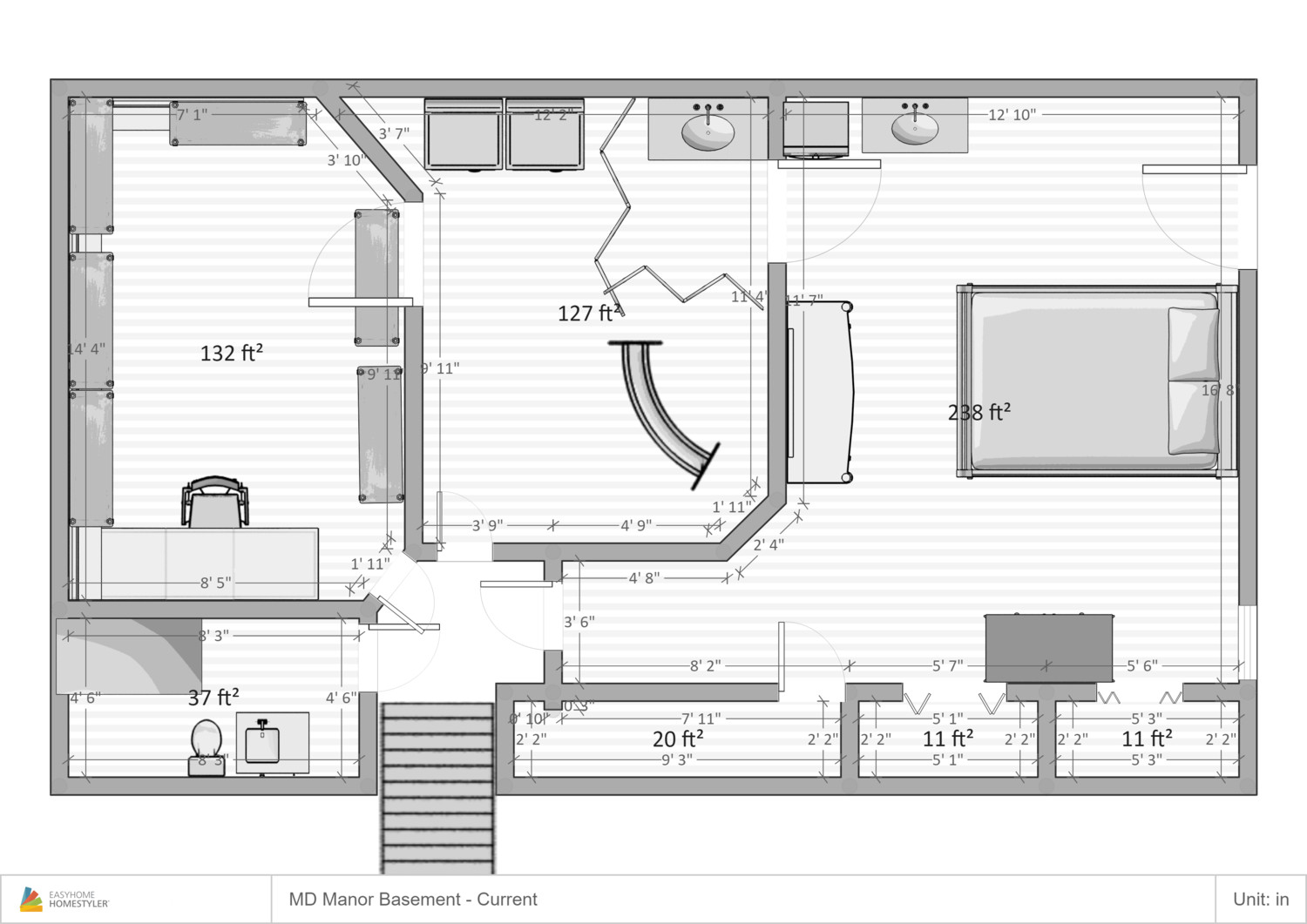Kitchenette Floor Plans
 Basement Efficiency w Private Entrance Kitchenette