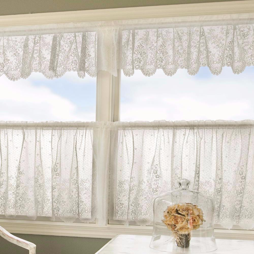 Lace Kitchen Curtain
 Floret Lace Kitchen Valance Swags and Tier Curtain
