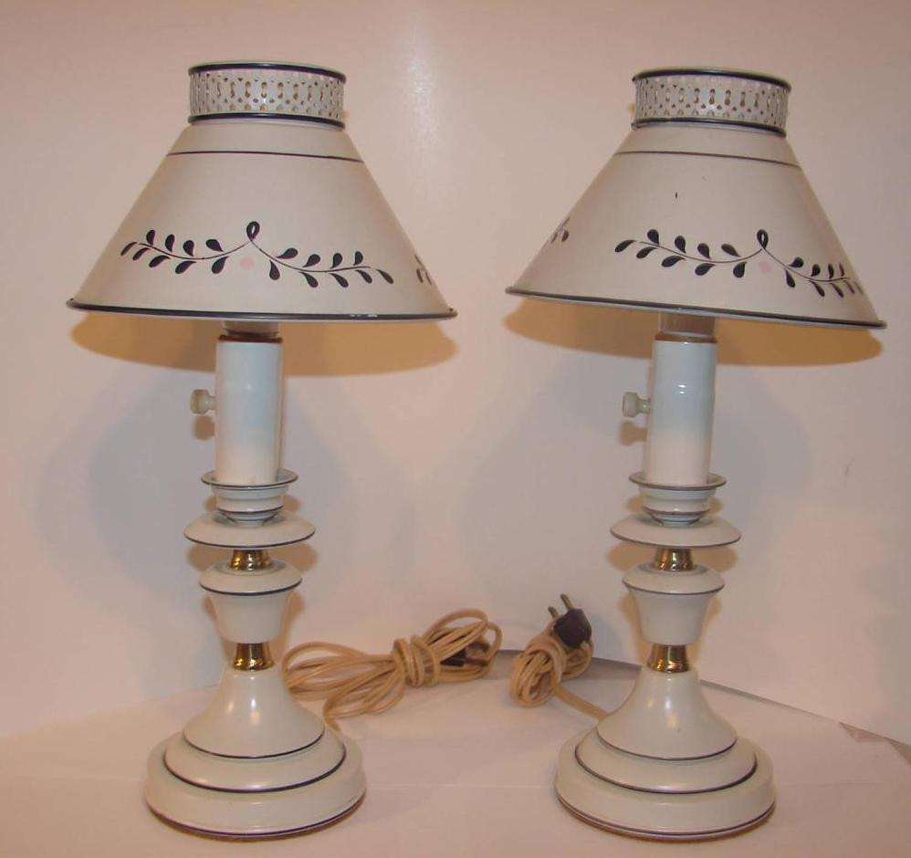 Lamps For Kitchen Counters
 Pair Vintage Toleware Small Kitchen Counter Table Lamps
