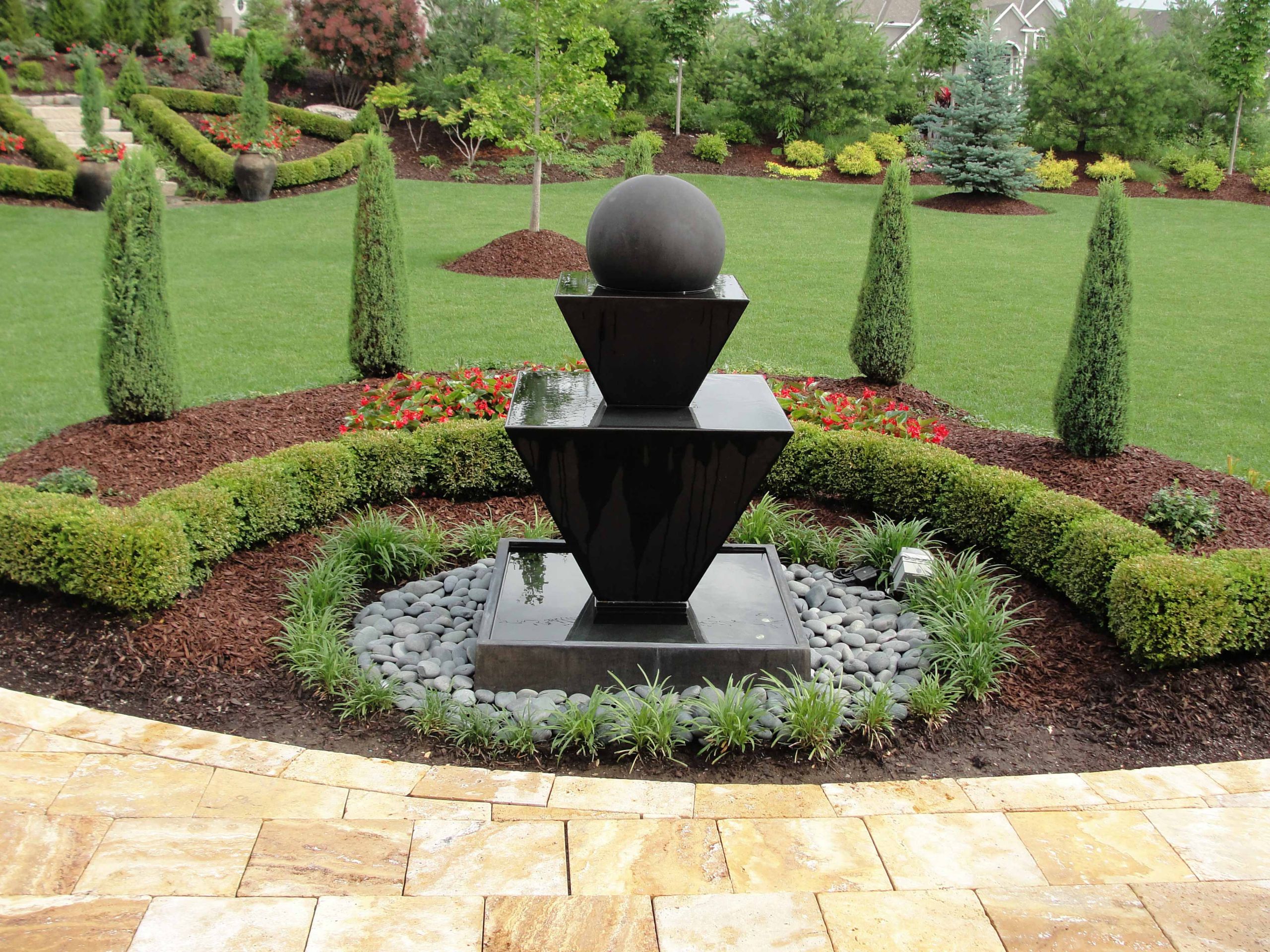 Landscape Around Fountain
 Custom Garden Fountains & Statuary in Kansas City at