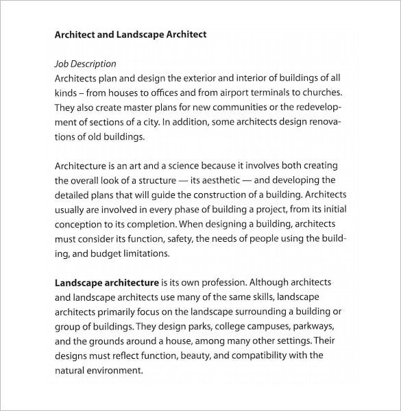 Landscape Designer Job Description
 Architect Job Description Template 10 Free Word PDF