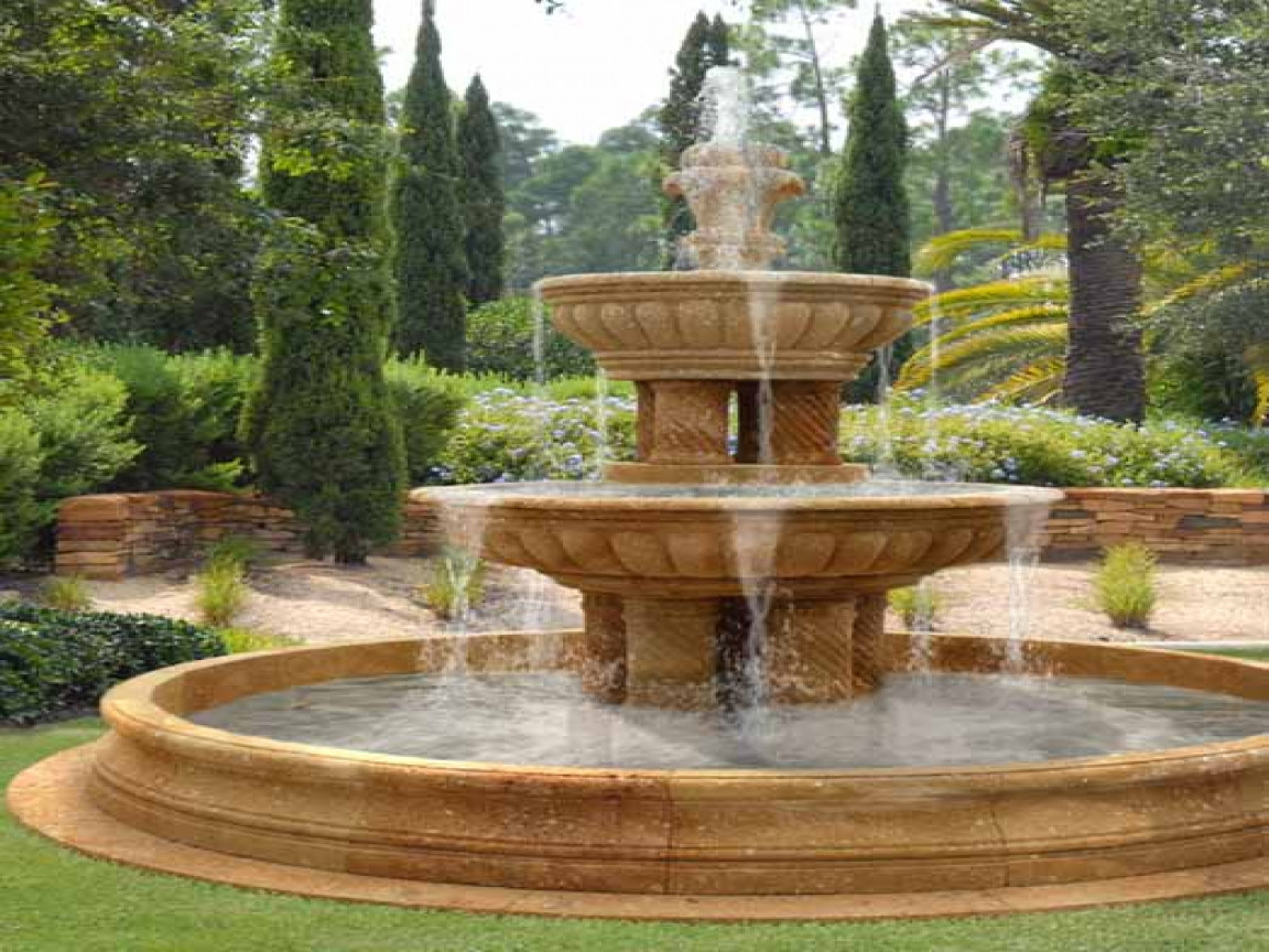 Landscape Fountain Front Yards
 55 Garden Water Fountain Designs Dwg Garden Small Water