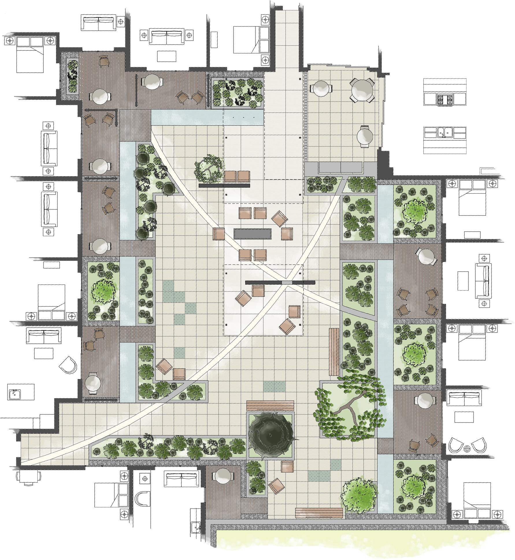 Landscape Fountain Plan
 Intensive Residential Green Roof – Emerald Seven