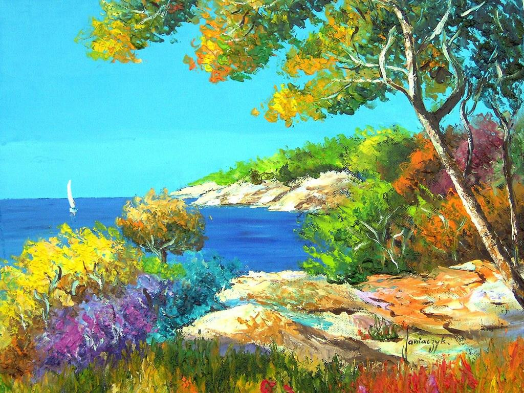 Landscape Oil Paintings
 Sharing The World To her Jean Marc Janiaczyk Landscape