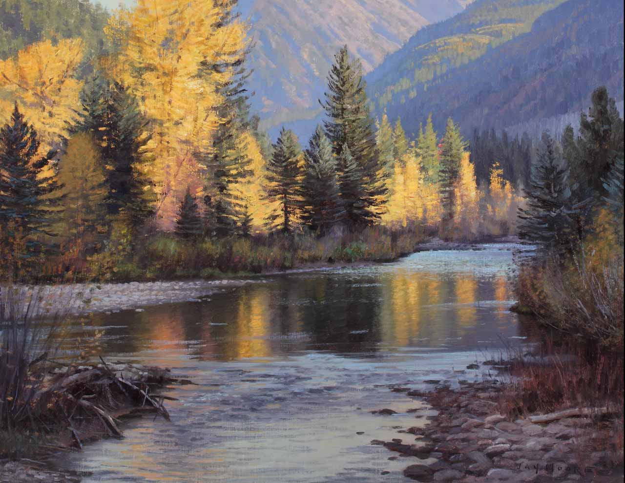 Landscape Painting Artists
 Fading Light Colorado Landscape River Painting