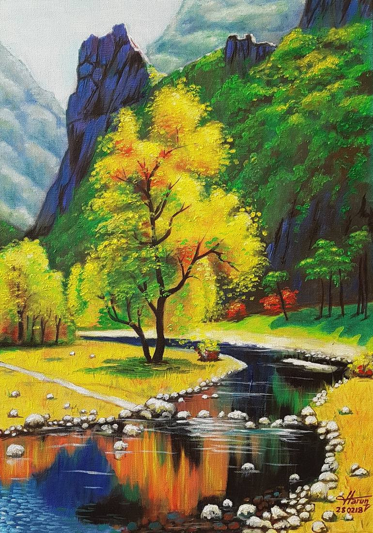 Landscape Painting Artists
 colourful landscape Painting by Harun Ayhan