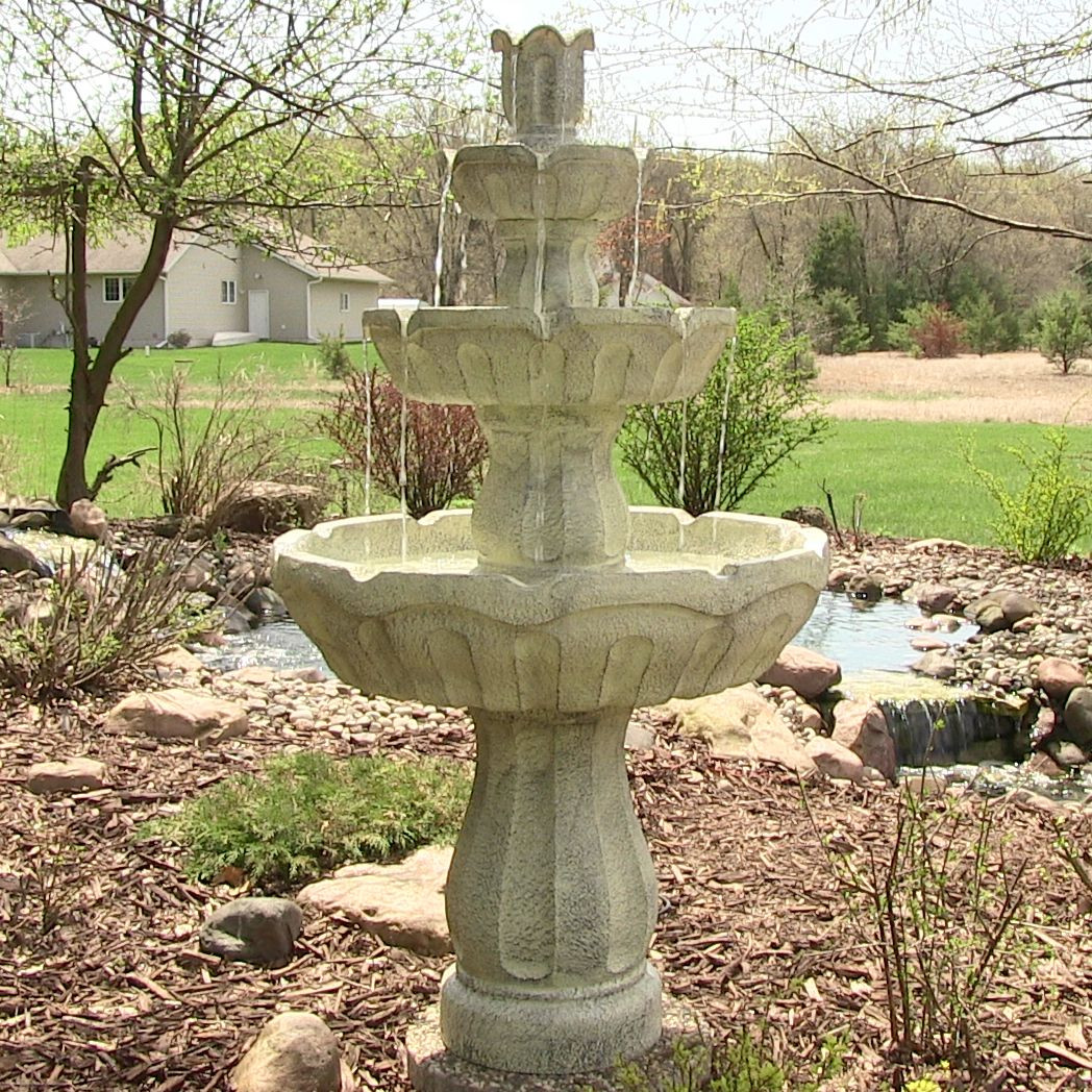 Landscape Water Fountains
 Fluted 3 Tier Water Fountain by Sunnydaze for Outdoors or
