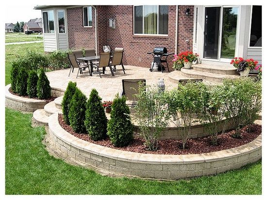 Landscaping Around Concrete Patio
 37 best Walkway Retaining Wall & Patio images on