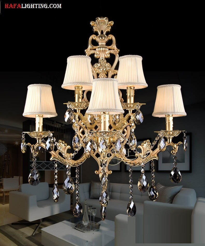 Large Living Room Lamps
 Modern crystal wall light fashion large living room Luxury