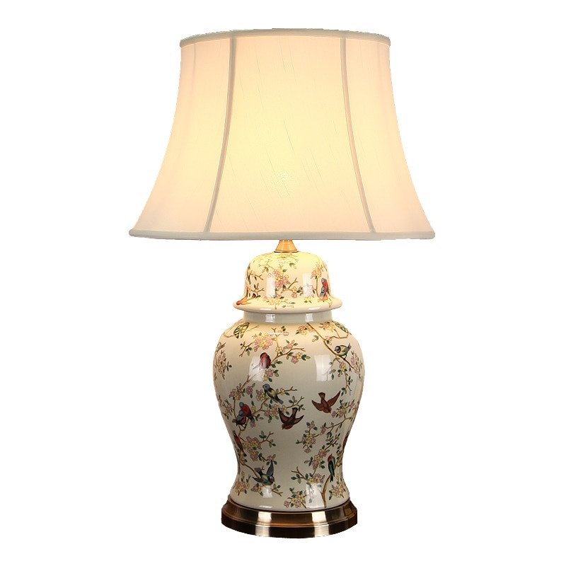 Large Living Room Lamps
 Chinese Classical Ceramic Fabric E27 Table Lamp For