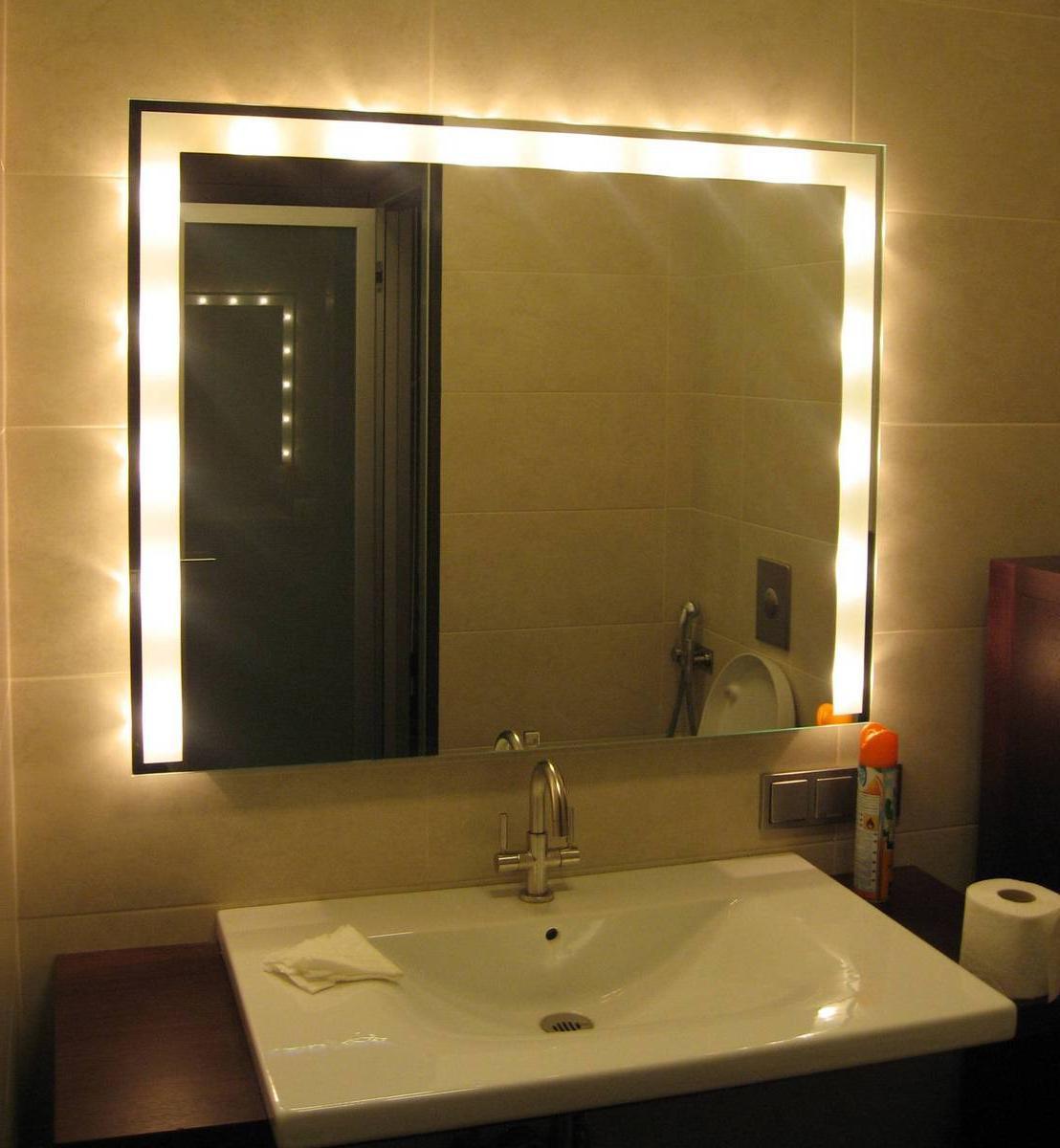 Led Bathroom Light Bulbs
 amazing bathroom led lighting design behind square mirror