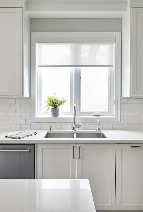 Light Gray Subway Tile Kitchen
 White Subway Tiles with Light Gray Grout Transitional