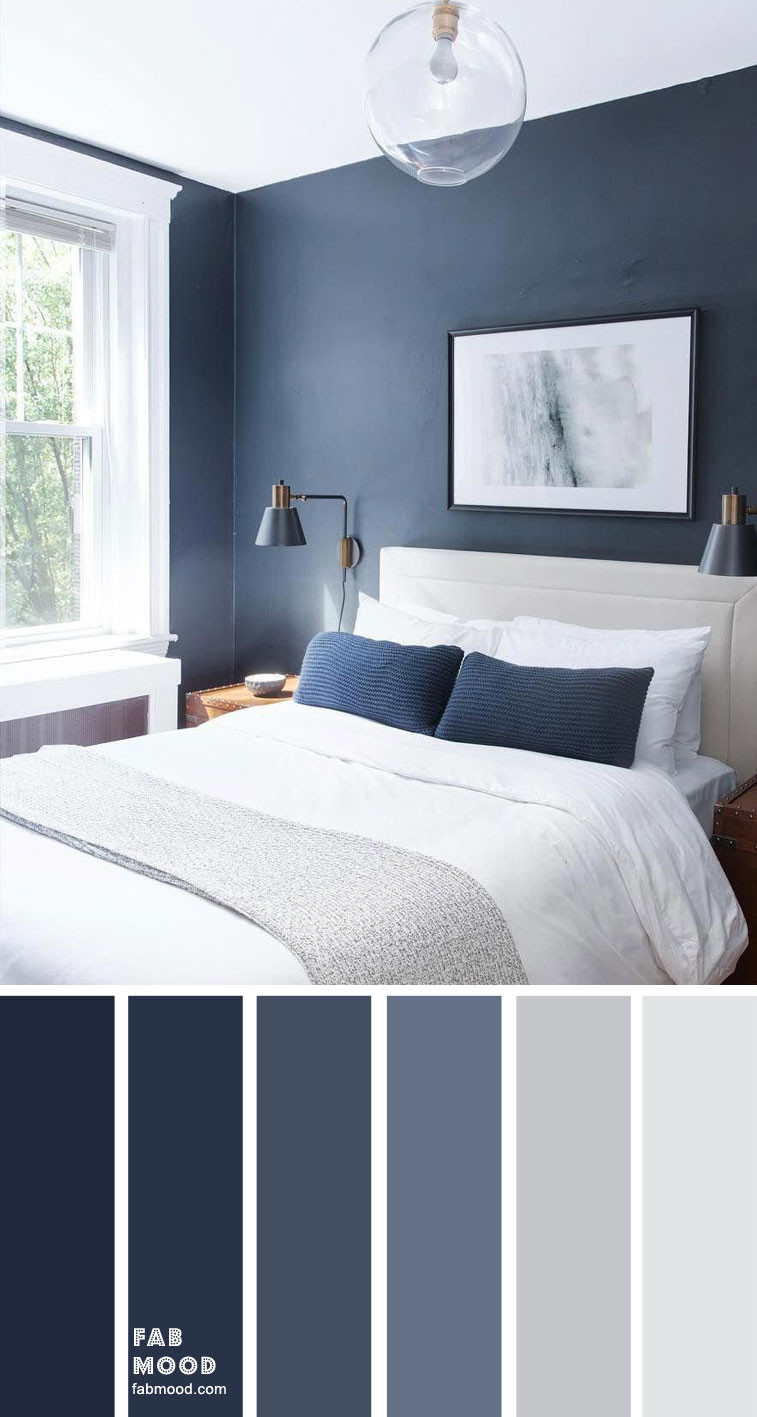 Light Grey Bedroom Ideas
 Dark blue and light grey bedroom color scheme