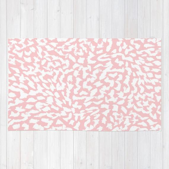 Light Pink Bathroom Rug
 Soft WOVEN AREA RUG Bath Mat Light Pink White Abstract by