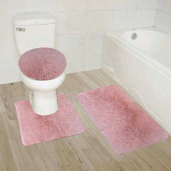 Light Pink Bathroom Rug Beautiful 9 Light Pink 3 Piece solid Plain Shaggy Bathroom Rug Set