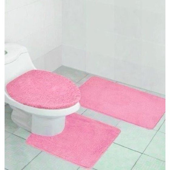 Light Pink Bathroom Rug
 3 PC 6 LIGHT PINK SOLID PLAIN Bathroom Bath Mat Set