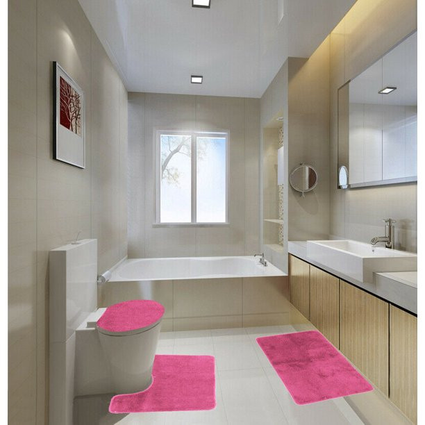 Light Pink Bathroom Rug
 3P 6 LIGHT PINK SOLID BATHROOM RUG SET 1 BATH MAT 19"X 30