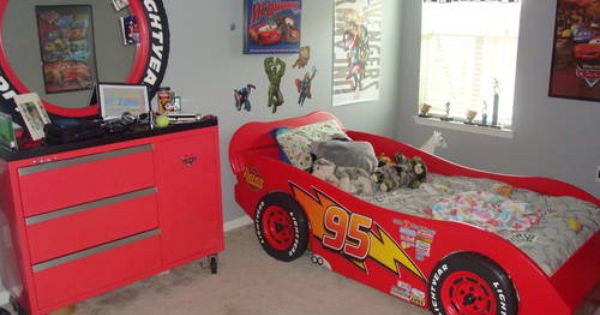 Lightning Mcqueen Bedroom
 Lightning McQueen race car bed and a toolbox dresser w