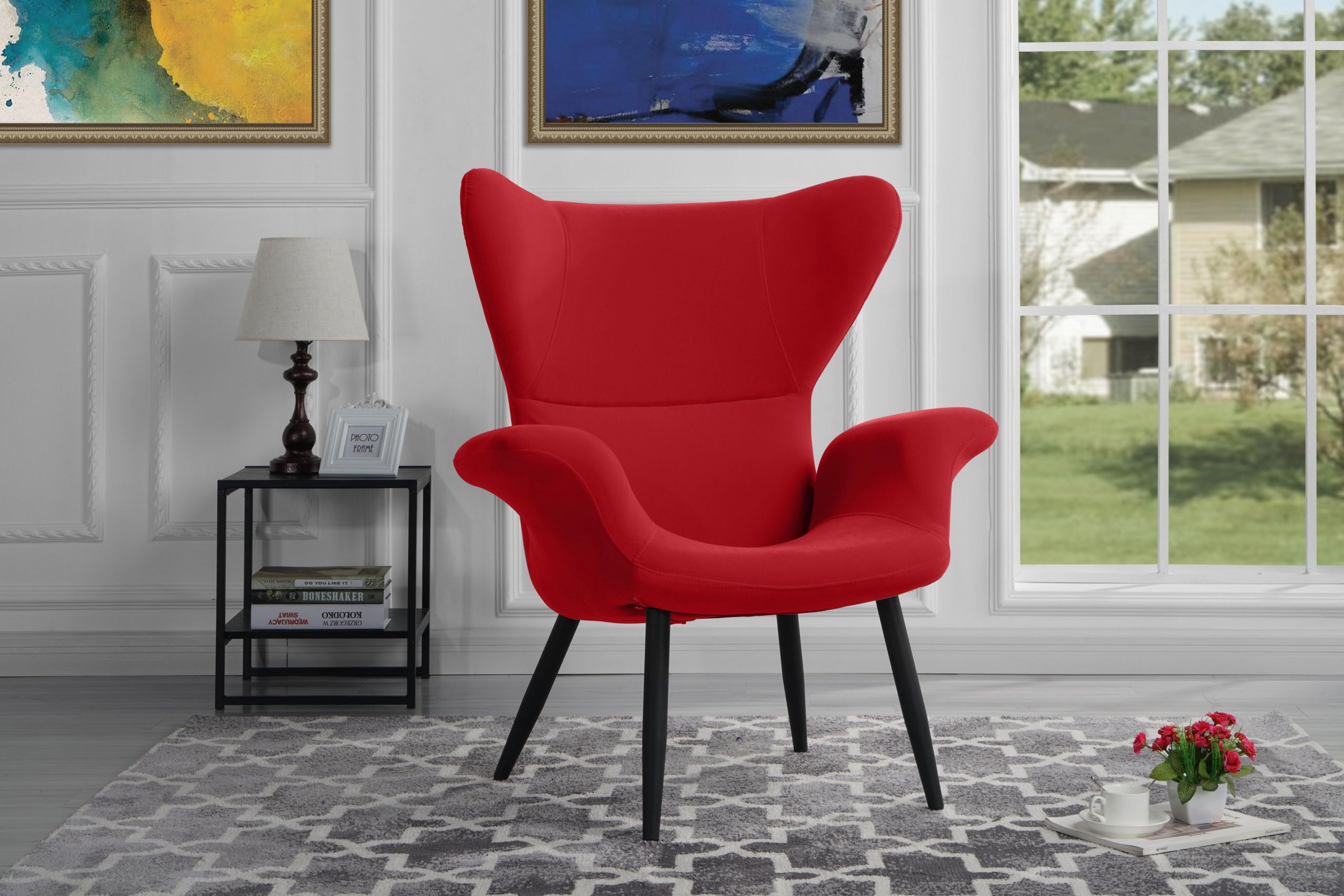 Living Room Chair Styles
 Contemporary Velvet Accent Armchair Futuristic Style