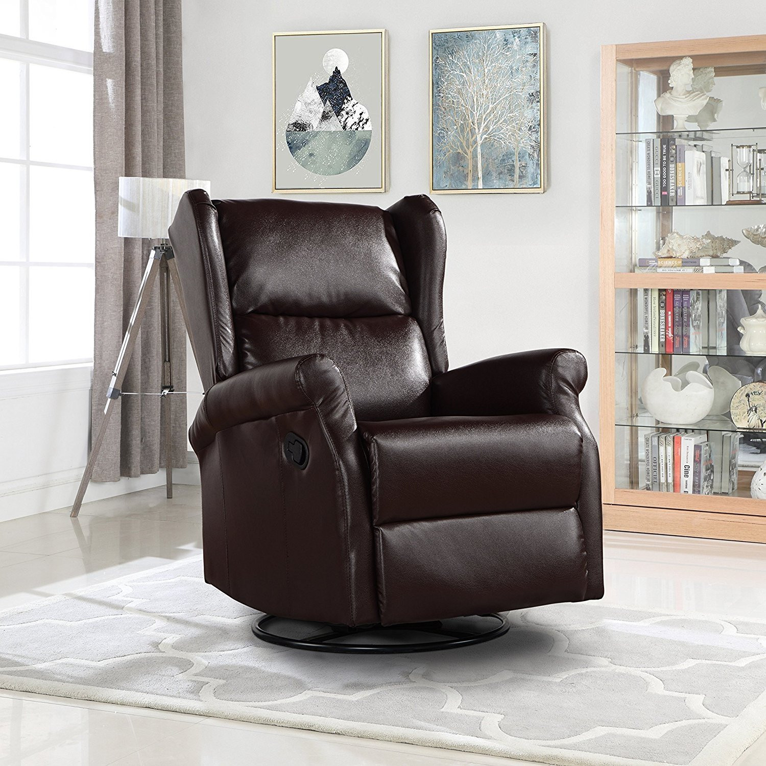 Living Room Chairs Walmart
 Reclining Swivel Accent Chair for Living Room Faux