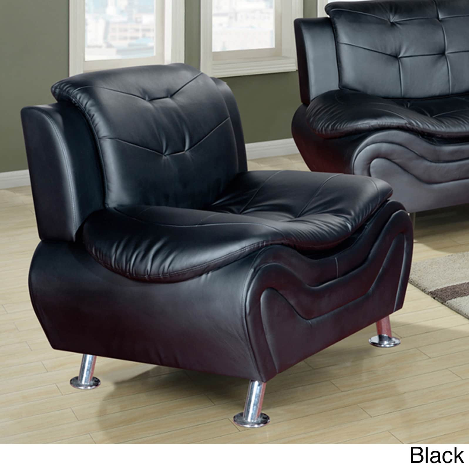 Living Room Chairs Walmart
 Ellena Black Red White Faux Leather Wood Modern Living