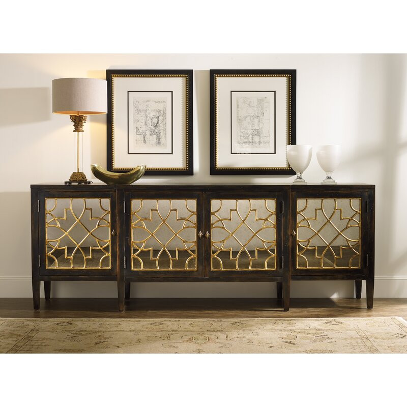 Living Room Console Tables
 Hooker Furniture Living Room Sanctuary Four Door Mirrored